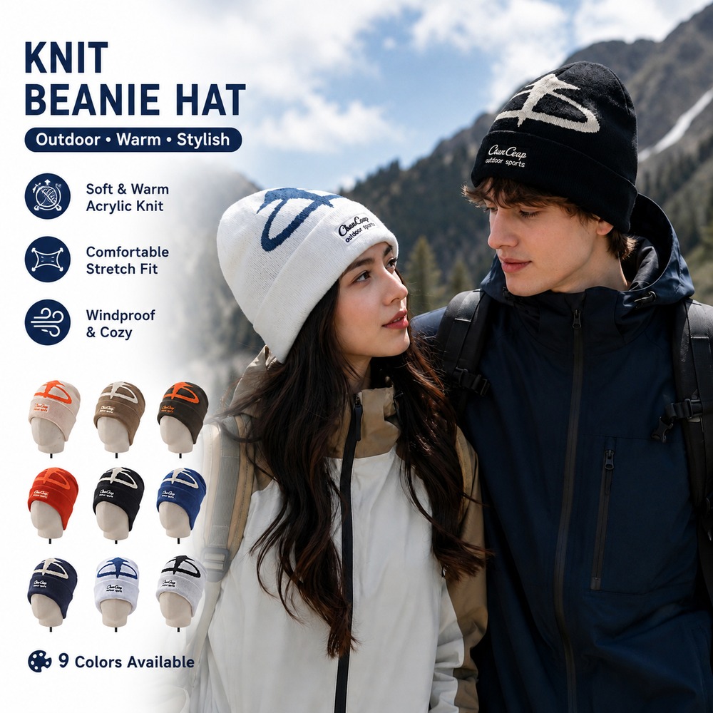 Beanie Cuffed Knit - Unisex Winter Knit Beanie Hat Warm