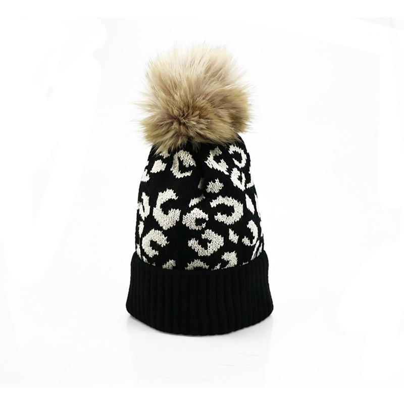 Autumn and winter leopard prin - Beanie Cuffed Knit 评论和价格