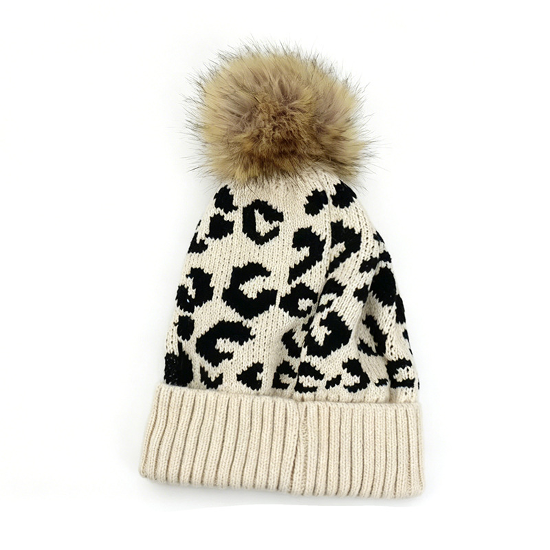 Autumn and winter leopard prin - Beanie Cuffed Knit 评论和价格