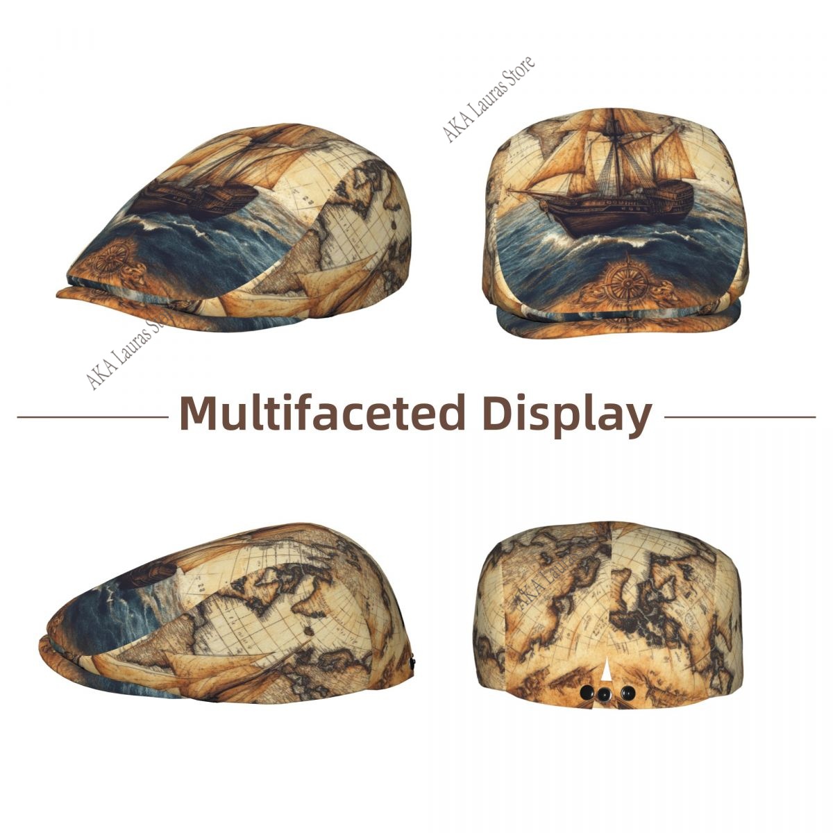 Newsboy Cap Vintage World Map  - Newsboy Cap Ivy 评论和价格