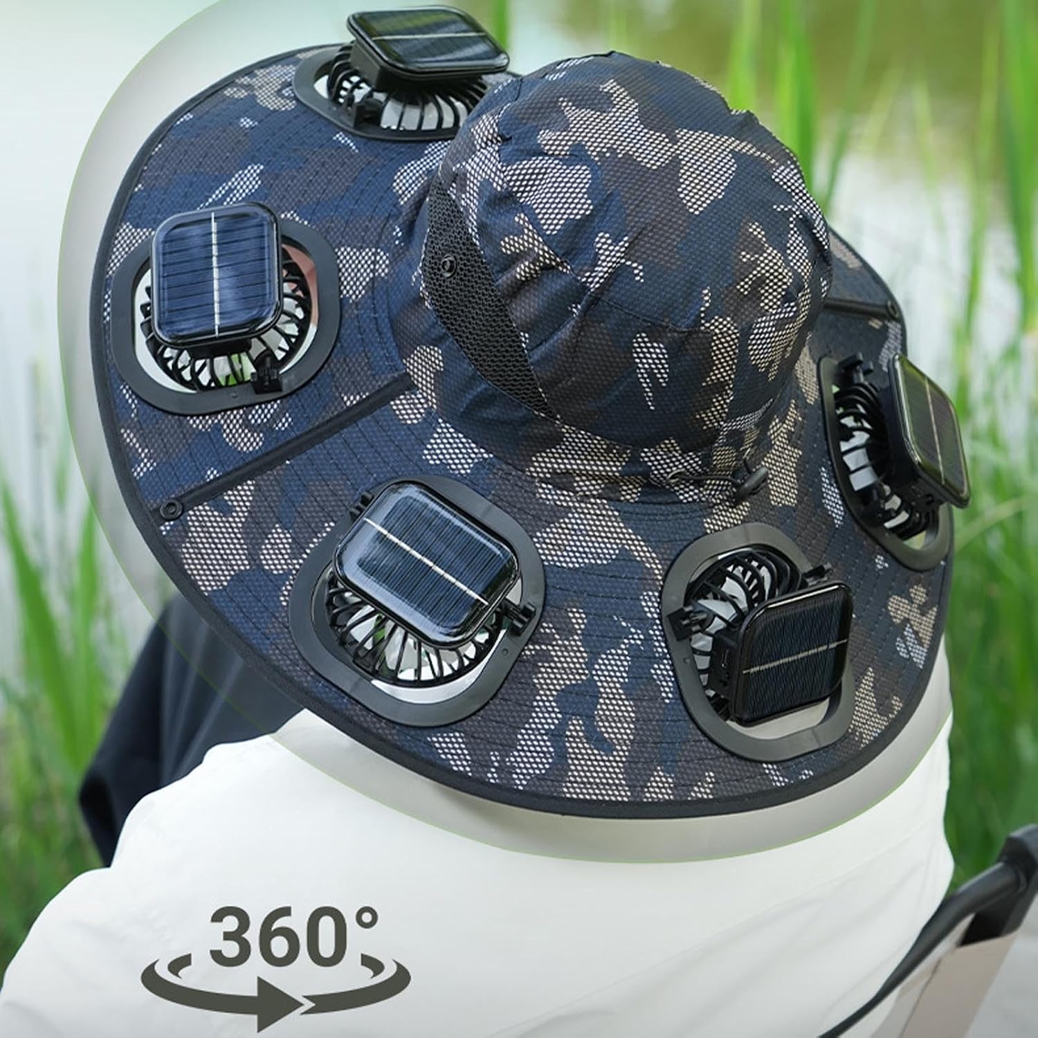 Hot 6 Fans Solar Fan Hat Breat - Sun Hat Wide Brim 评论和价格