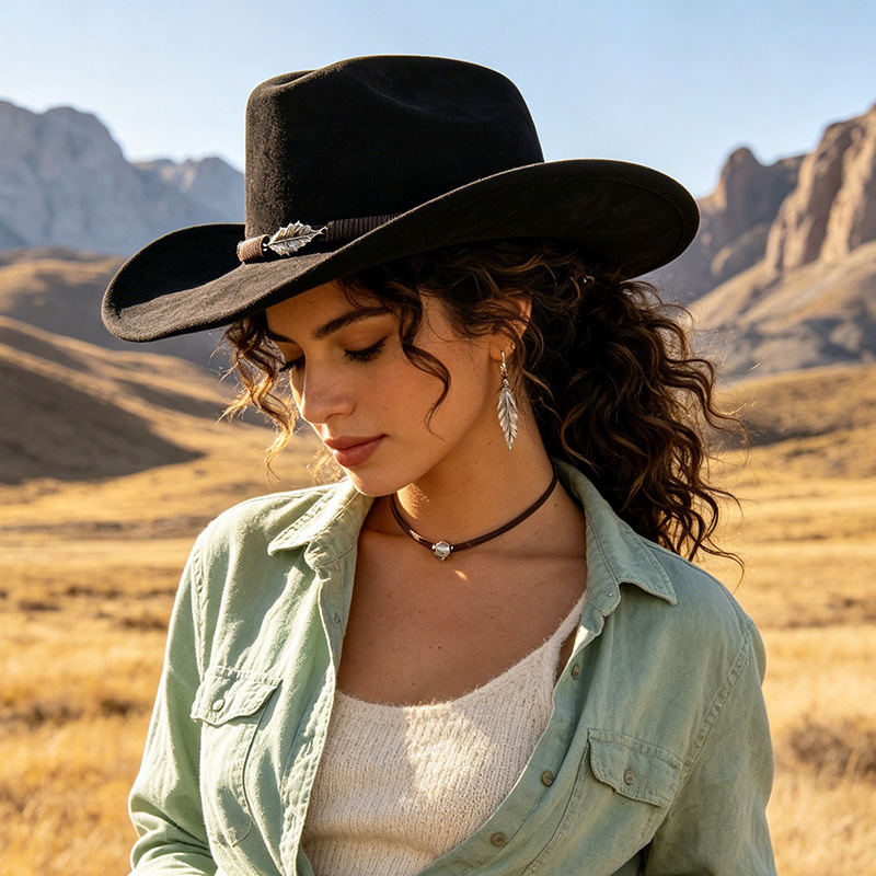 Western Cowboy Style Panama Wo - Fedora Hat Wool 评论和价格