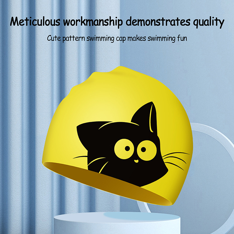 Cute Cat Swimming Cap For Long - Swim Hat Silicone 评论和价格