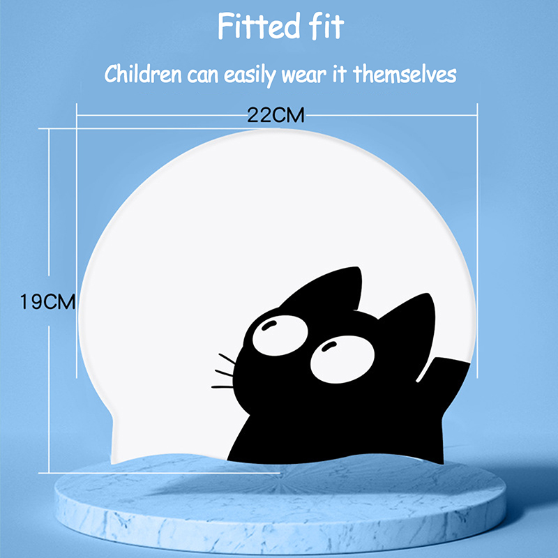 Cute Cat Swimming Cap For Long - Swim Hat Silicone 评论和价格