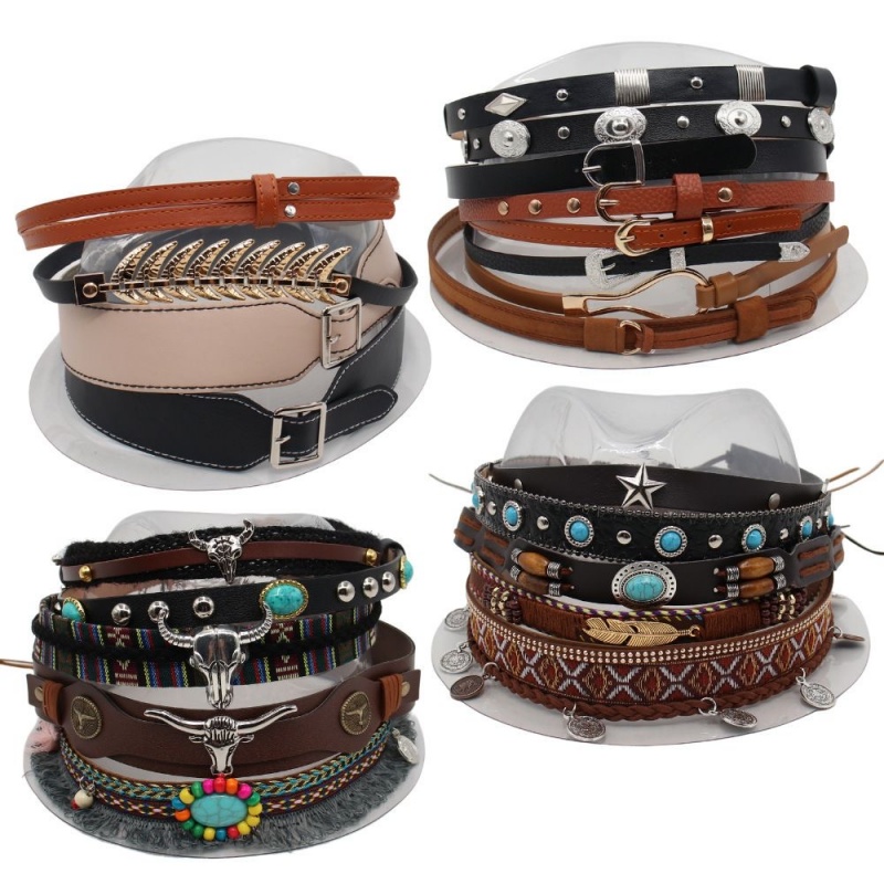 Retro Ethnic Style Belt, Headb - Cowboy Hat Straw 评论和价格