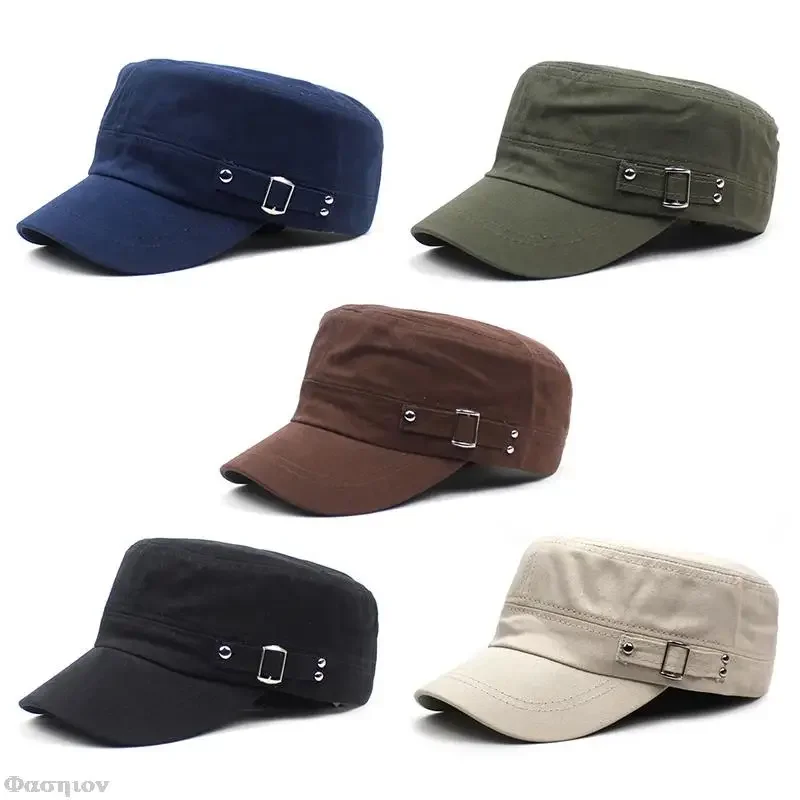 Army Cap Men Women Pure Color  - Snapback Hat Flat 评论和价格