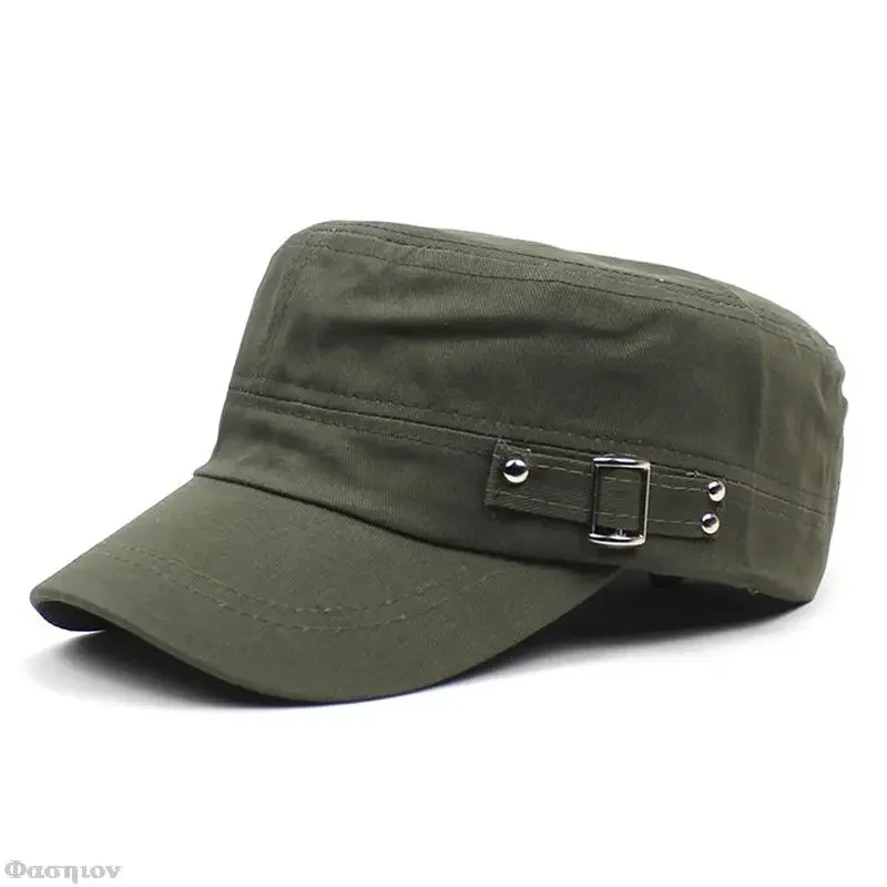 Army Cap Men Women Pure Color  - Snapback Hat Flat 评论和价格